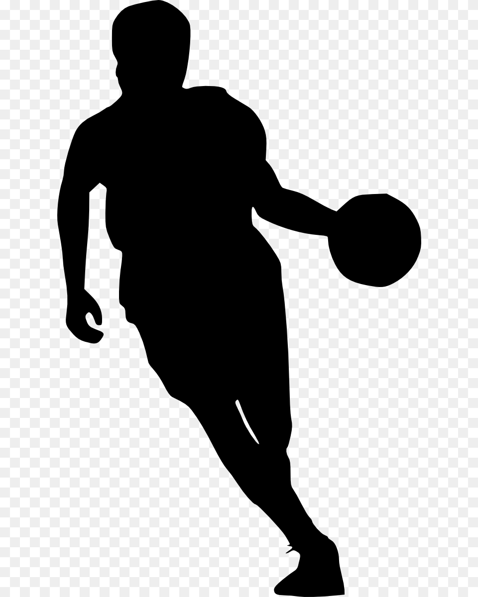 Basketball Player Silhouette Transparent Basketball Player Silhouette, Stencil, Adult, Male, Man Free Png