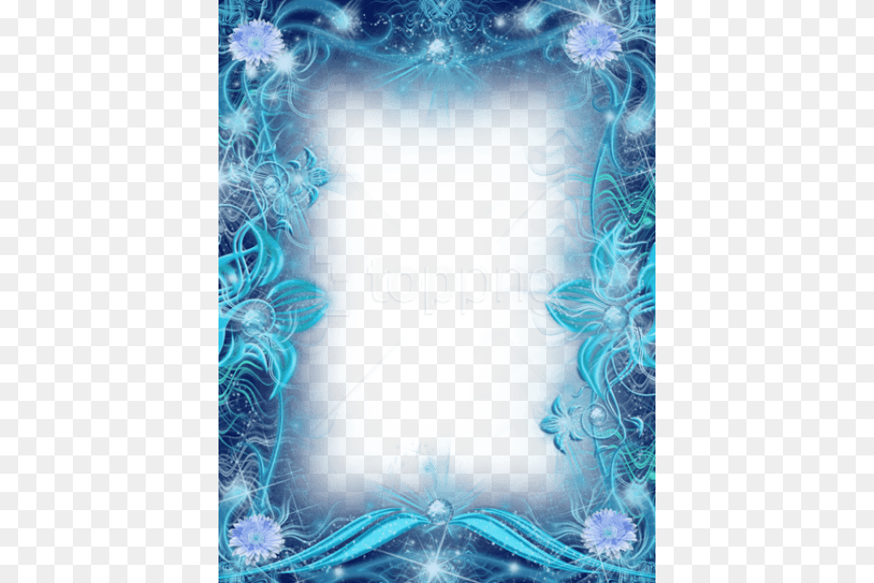 Free Best Stock Photos Blue Transparent Photo Frame Border Design Flower Blue, Pattern, Art, Graphics, Accessories Png