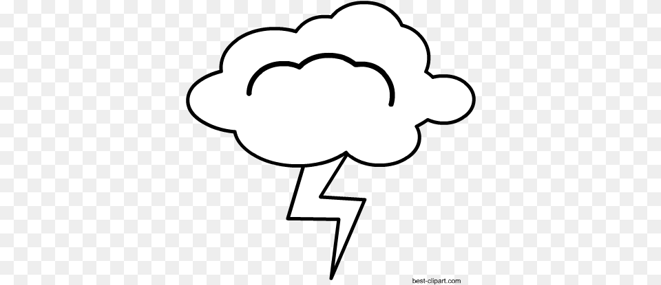Free Black And White Cloud With Lightening Clip Clip Art, Stencil, Person, Logo Png