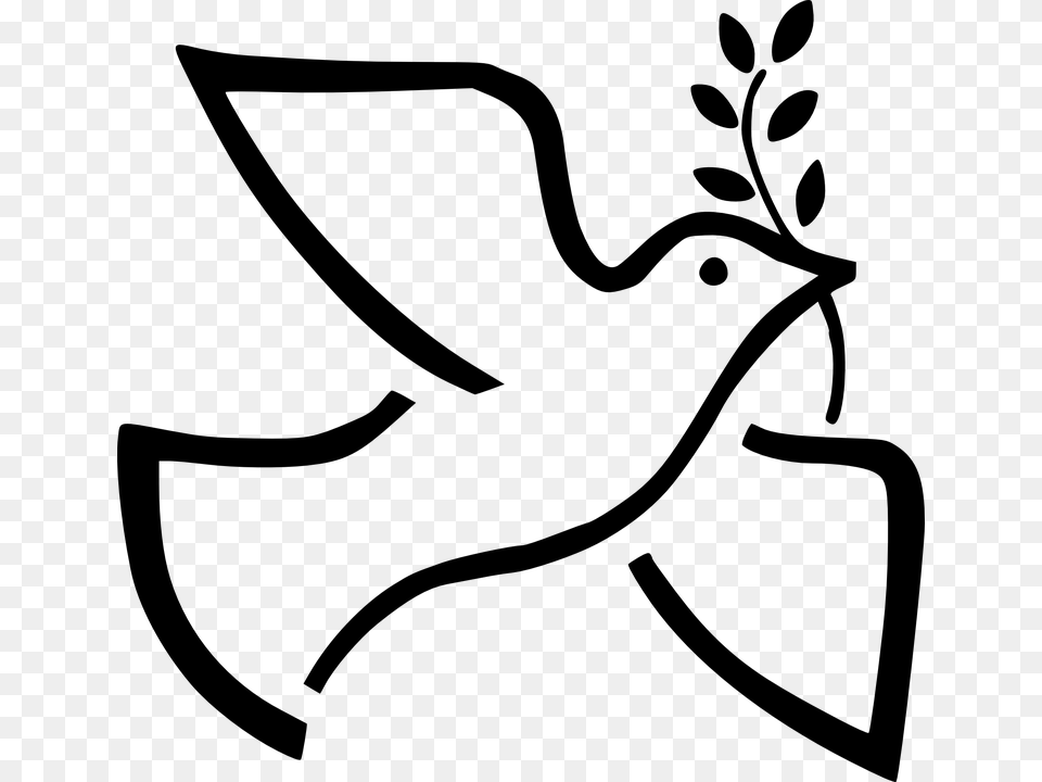 Free Black And White Large Print Religious Dove Of Peace Christmas, Gray Png Image