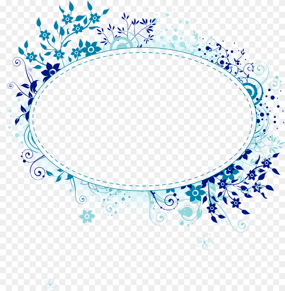 Free Blue Heart Frame Circle Full Size Download Frame Blue Flower, Oval, Plate, Art, Porcelain Png