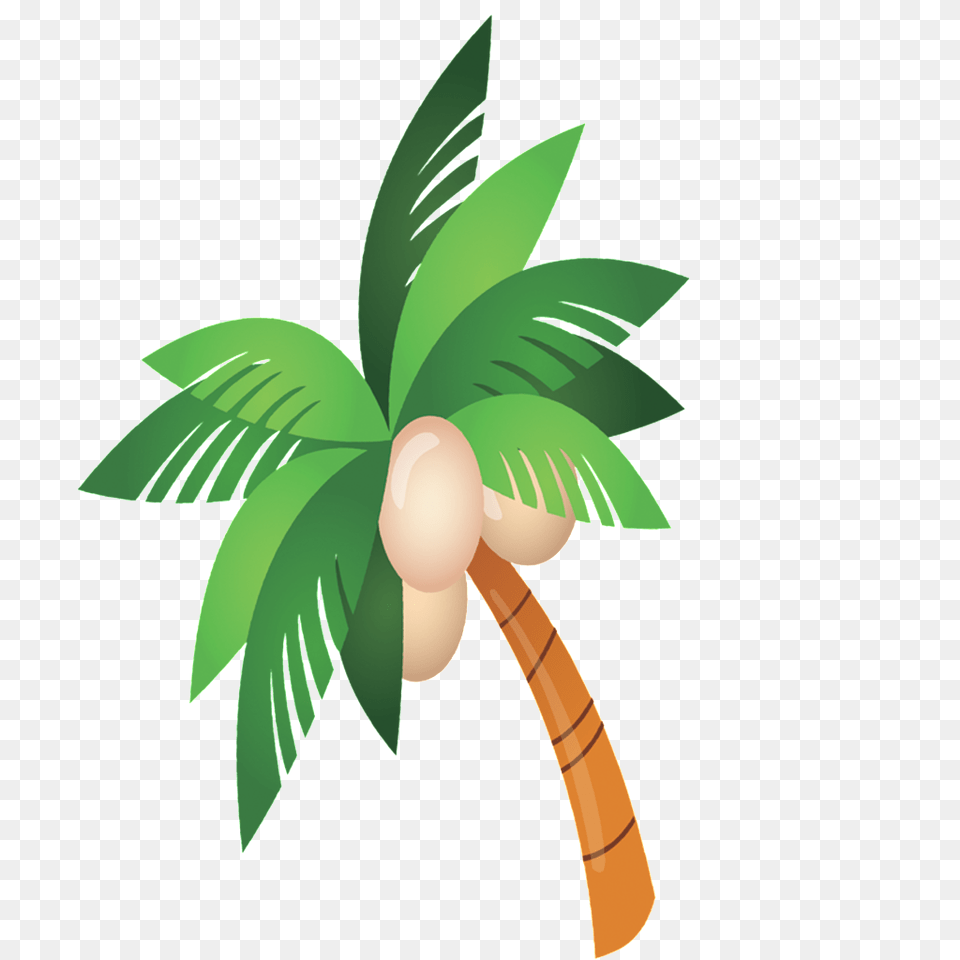Cartoon Coconut Tree Vector Green, Plant, Palm Tree, Leaf Free Png Download