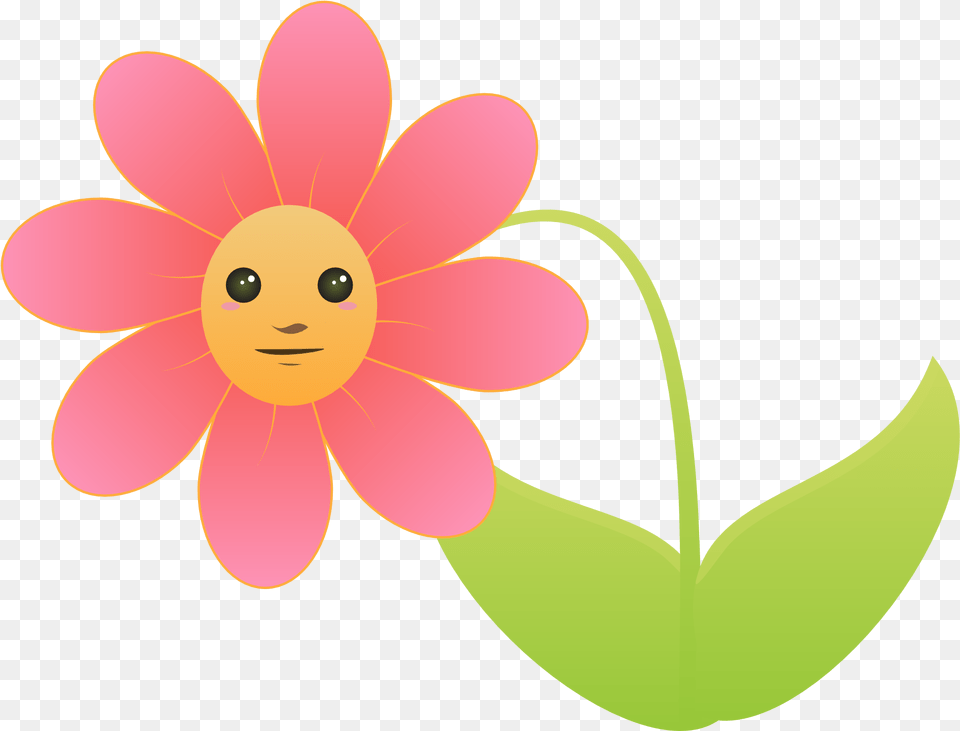 Cartoon Flower Clip Art Flower With Face Clipart Flower With A Face Clipart, Plant, Daisy, Anther, Petal Free Png Download