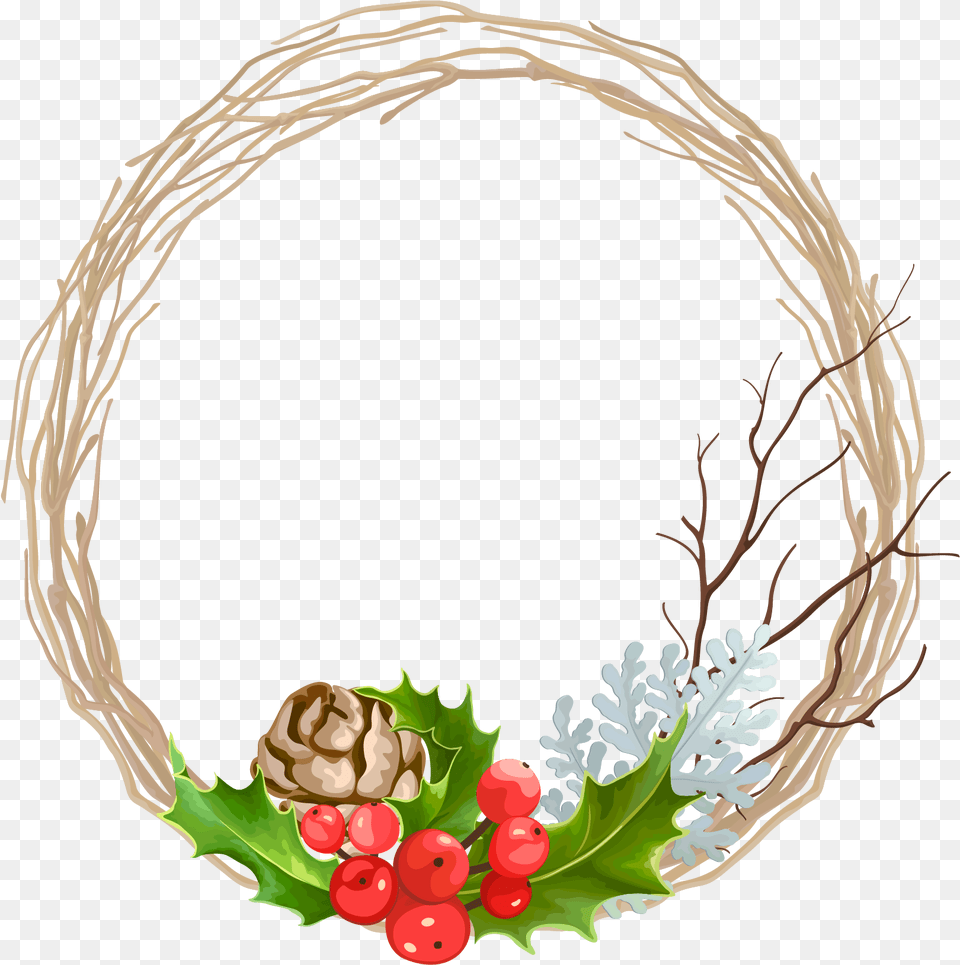 Free Christmas Holly Wreaths Vector Christmas Wreath Vector, Flower, Flower Arrangement, Plant, Leaf Png