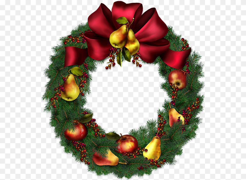 Free Christmas Reef Transparent Christmas Day, Wreath, Food, Fruit, Pear Png Image