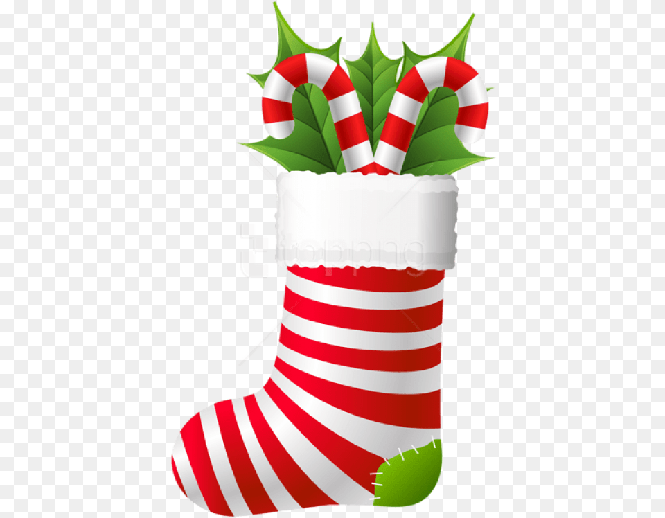 Free Christmas Stocking With Candy Clip Art Christmas Sock, Gift, Hosiery, Festival, Clothing Png Image