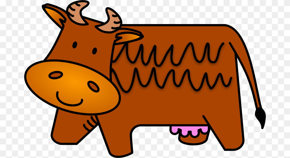 Free Clip Art Brown Cow, Animal, Mammal Png Image