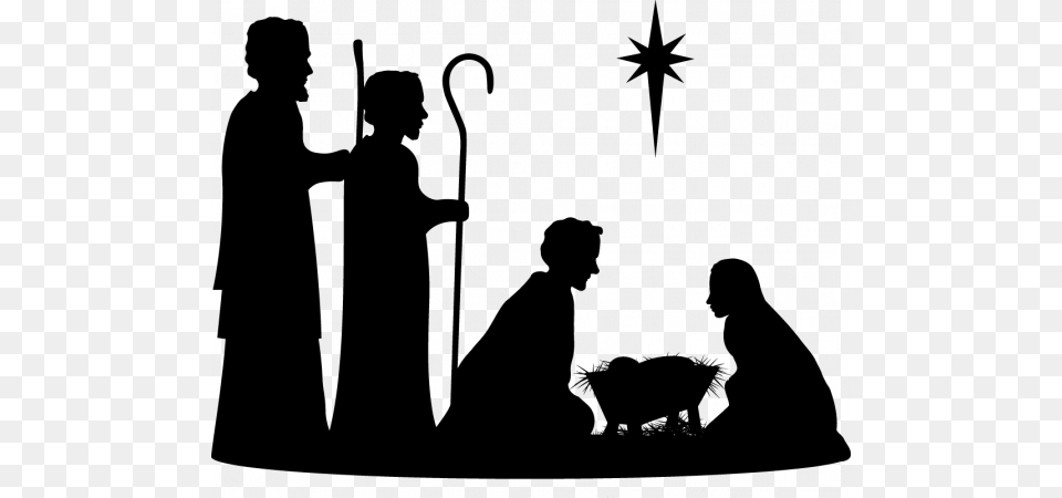 Clip Art Christmas Manger Scene, Gray Free Png Download