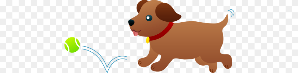 Clip Art Of A Cute Brown Puppy Chasing After A Tennis Ball, Animal, Sport, Pet, Tennis Ball Free Png Download