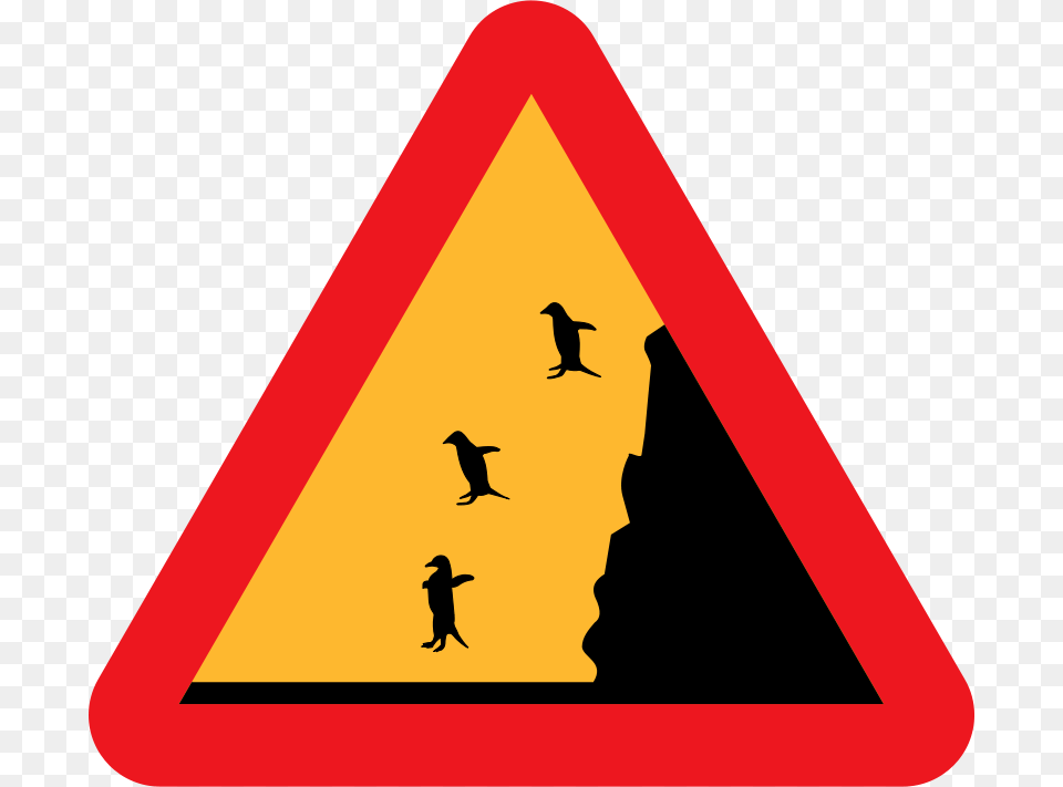 Clip Art Warning Falling Penguins, Sign, Symbol, Road Sign, Animal Free Transparent Png
