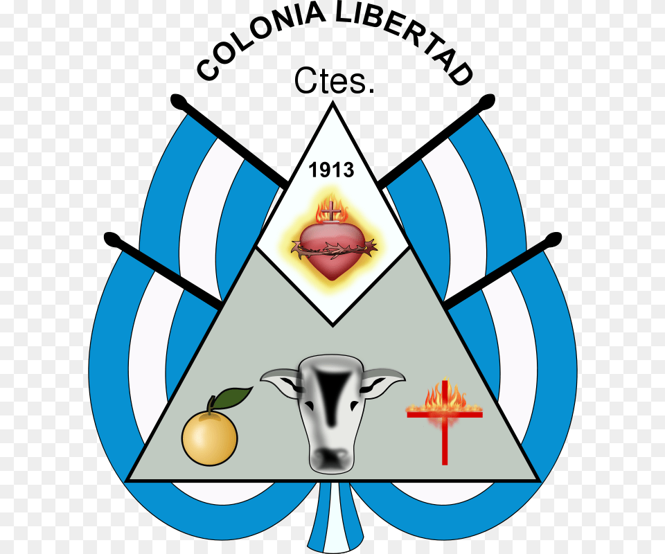Clipart Escudo De La Municipalidad De Colonia Libertad, Triangle, Art, Animal, Cattle Free Transparent Png