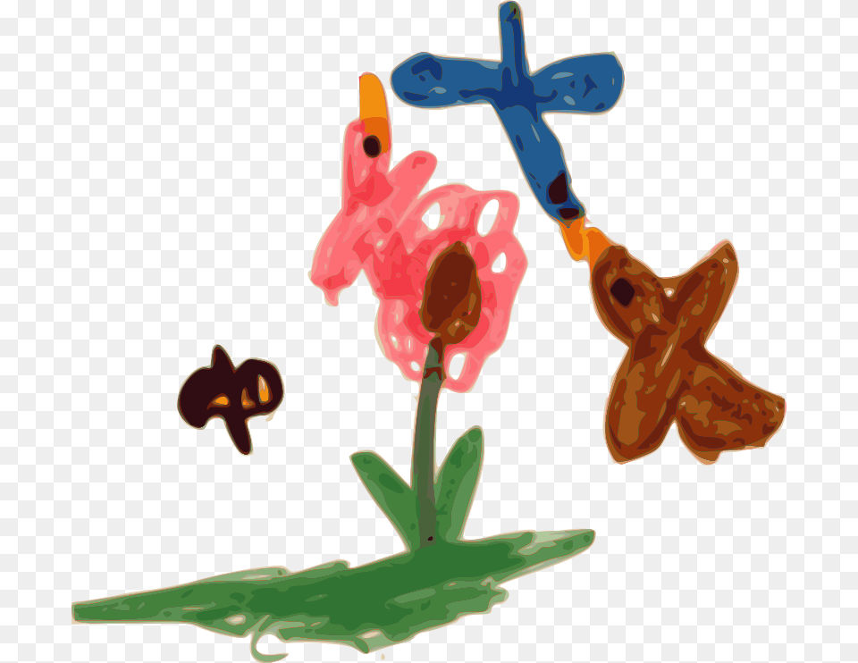 Clipart Kindergarten Art Birds Bee And Flower Baj, Plant, Animal, Dinosaur, Reptile Free Png Download