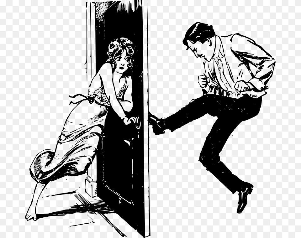 Clipart Man Kicks Door, Gray Free Transparent Png