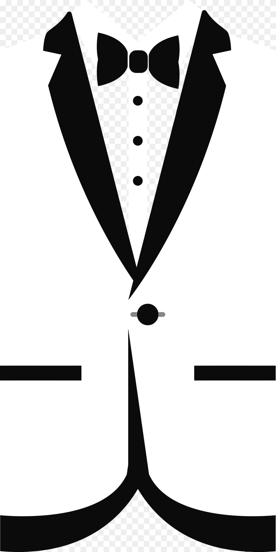 Clipart Of A Black And White Formal Bow Tie And Transparent Tuxedo Clipart, Clothing, Formal Wear, Shirt, Suit Free Png Download
