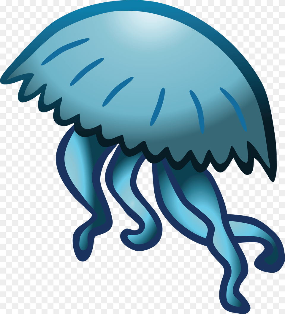 Clipart Of A Blue Jellyfish Moon Jelly Fish Cartoon, Animal, Invertebrate, Sea Life Free Png