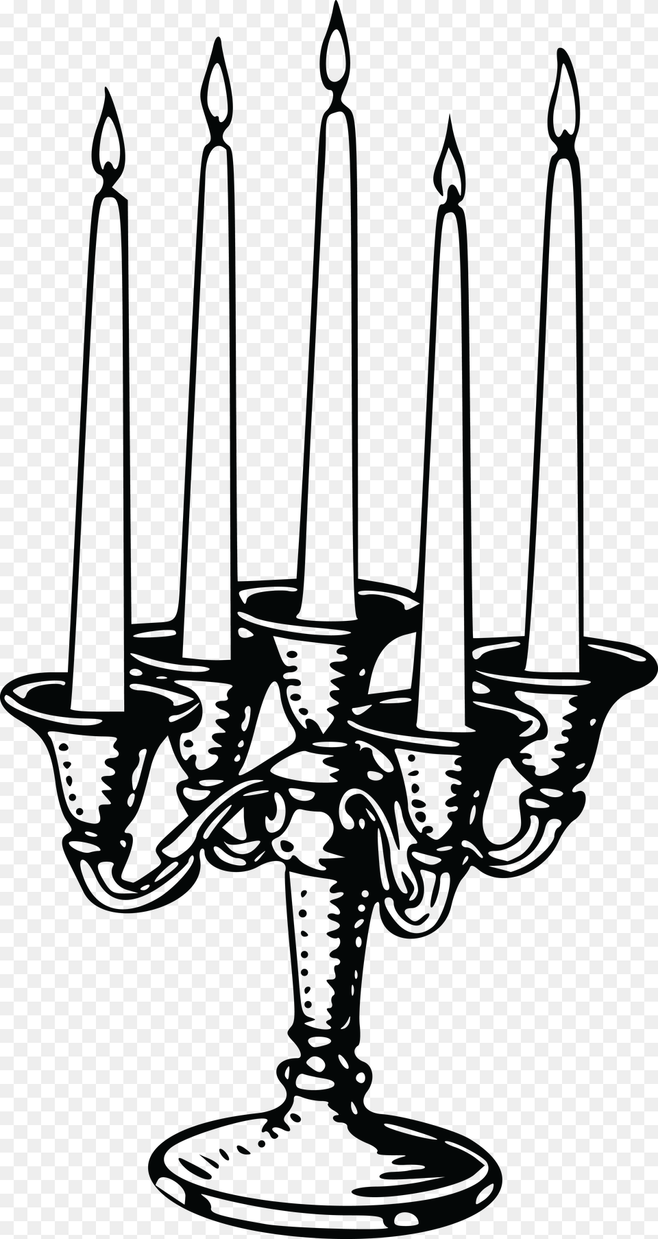 Clipart Of A Candle Stick Candlestick Clip Art Black And White, Chandelier, Lamp Free Png Download