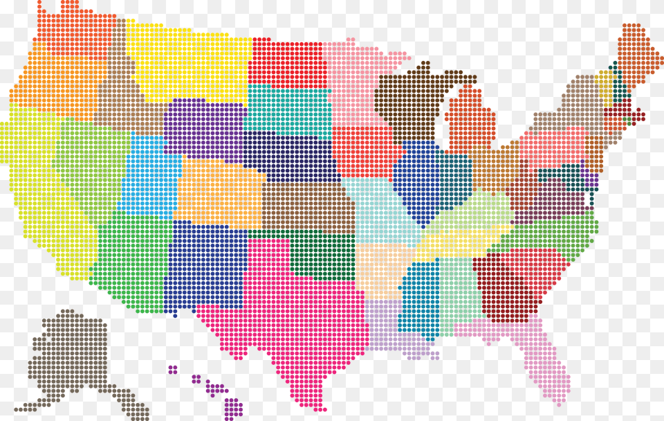 Clipart Of A Colorful American Map United States Map Dots, Art, Pattern, Person, Face Free Png