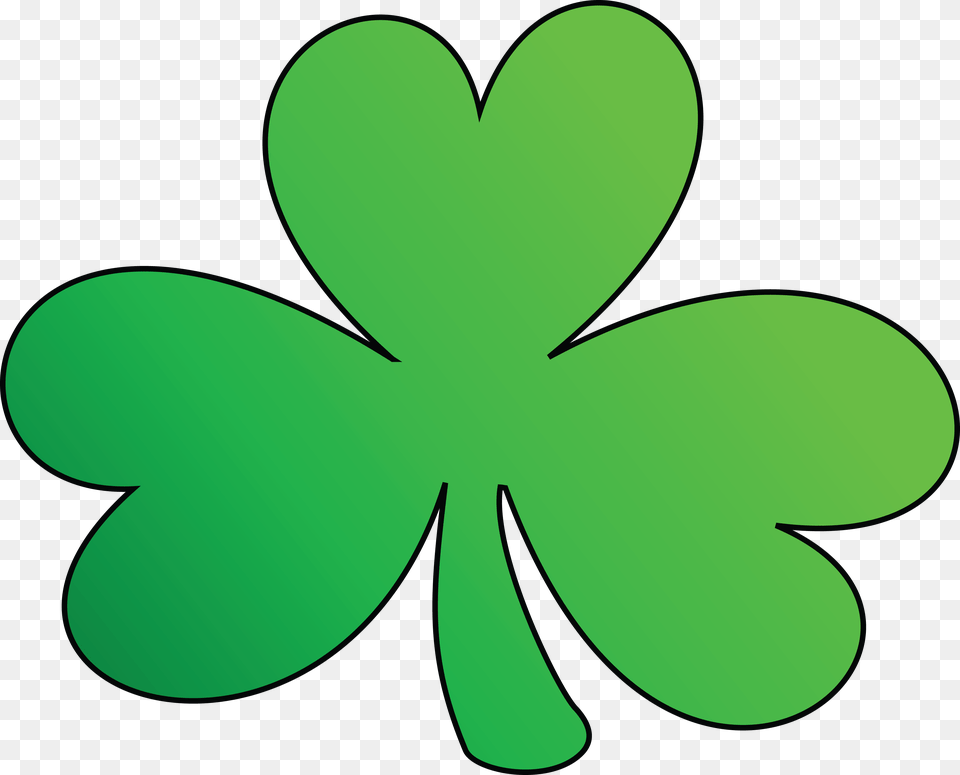 Clipart Of A Green Outlined Clover Shamrock St Patricks Day, Leaf, Plant Free Transparent Png