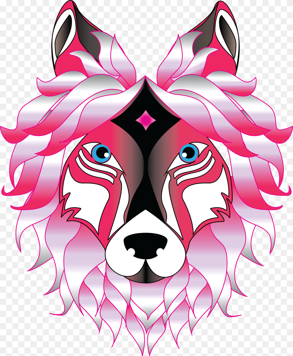 Clipart Of A Pink Fox Spirit Animal Native American Totem Wolf, Art, Graphics, Sticker, Book Free Transparent Png