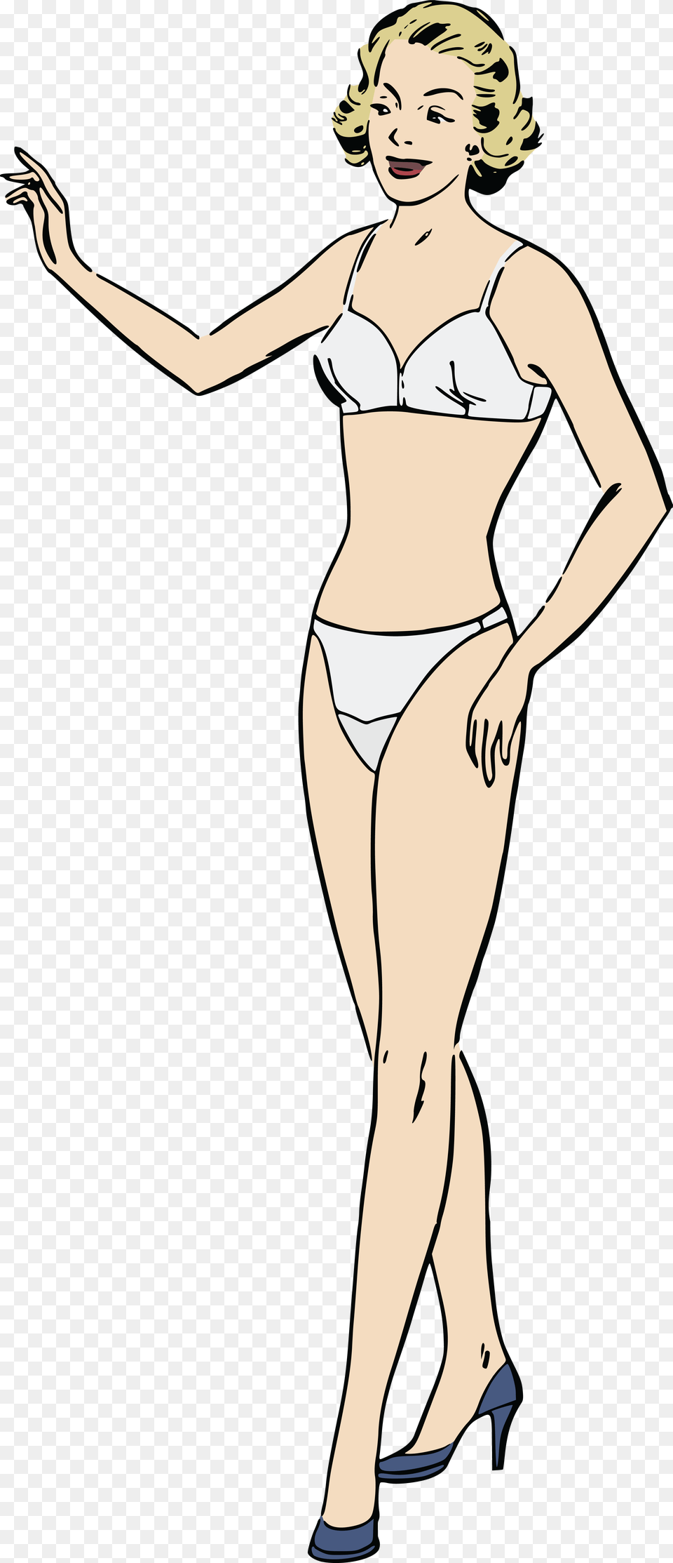 Free Clipart Of A Retro Blond Female Model In Undergarments Woman In Underwear Clipart, Adult, Swimwear, Person, Clothing Png Image