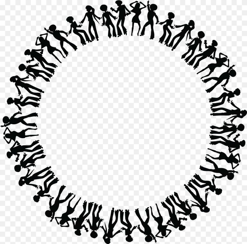 Free Clipart Of A Round Border Frame Of Black Silhouetted Disco Png Image