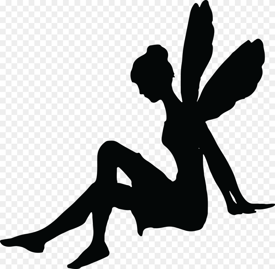 Clipart Of A Sitting Fairy Silhouette, Dancing, Leisure Activities, Person Free Png Download