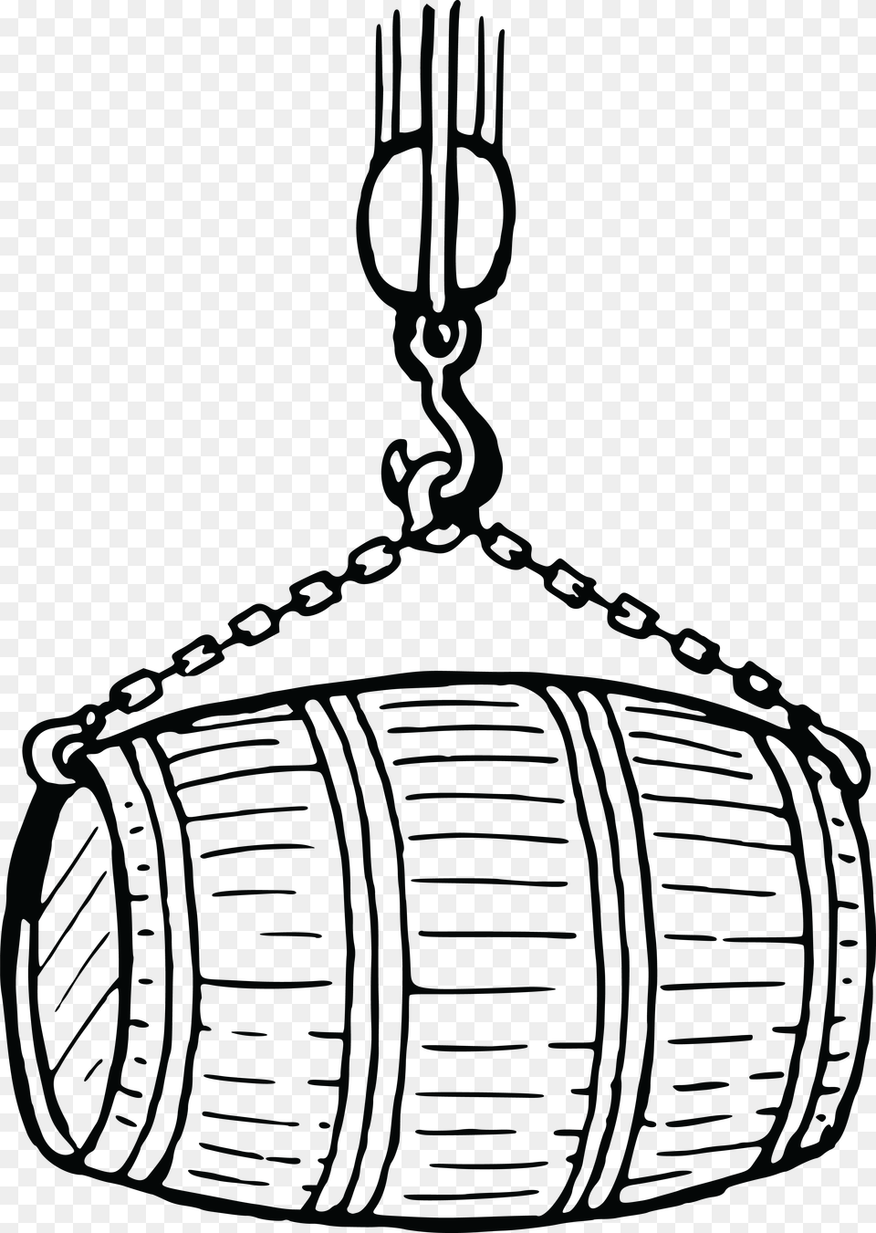 Clipart Of A Wooden Barrel In A Sling Black And White, Car, Transportation, Vehicle Free Png Download