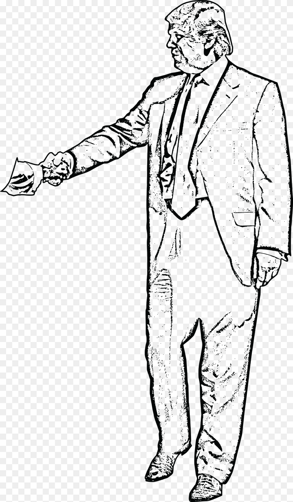 Free Clipart Of Donald Trump Shaking Hands Black And White Outline Of Donald Trump, Cross, Silhouette, Symbol, Person Png Image