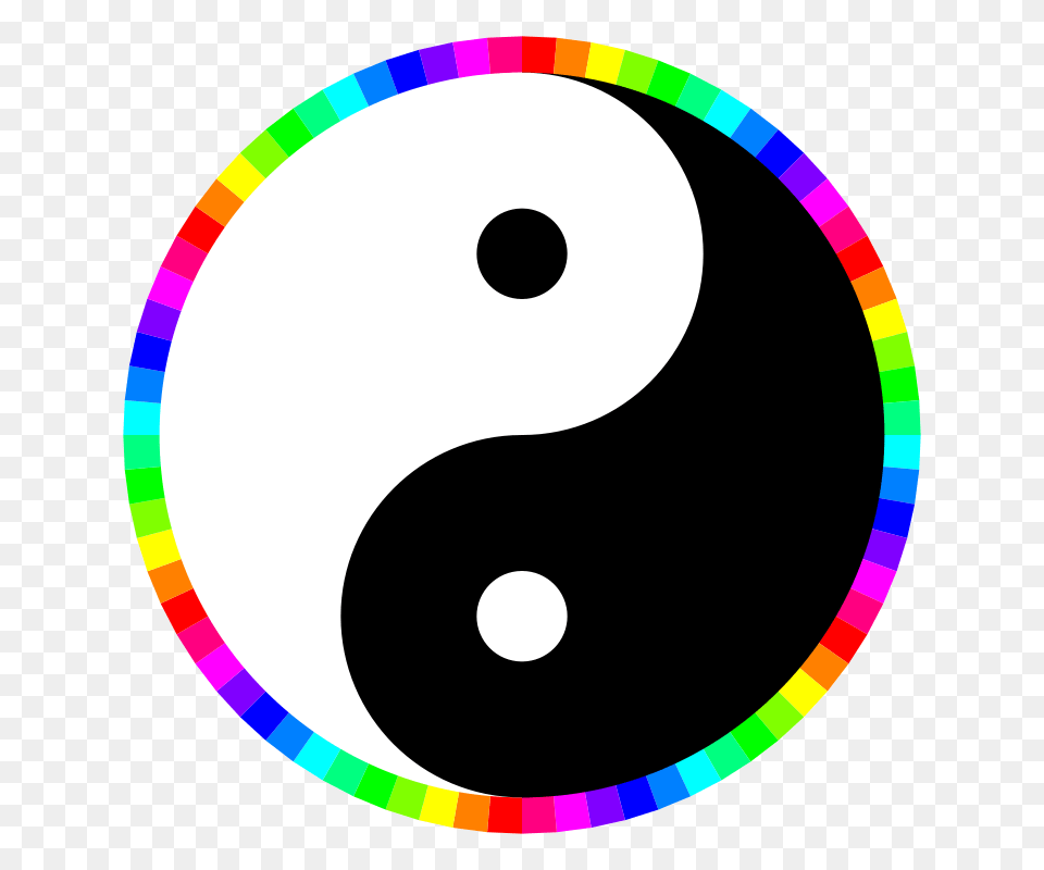 Clipart Rainbow Around Yinyang, Number, Symbol, Text, Disk Free Png