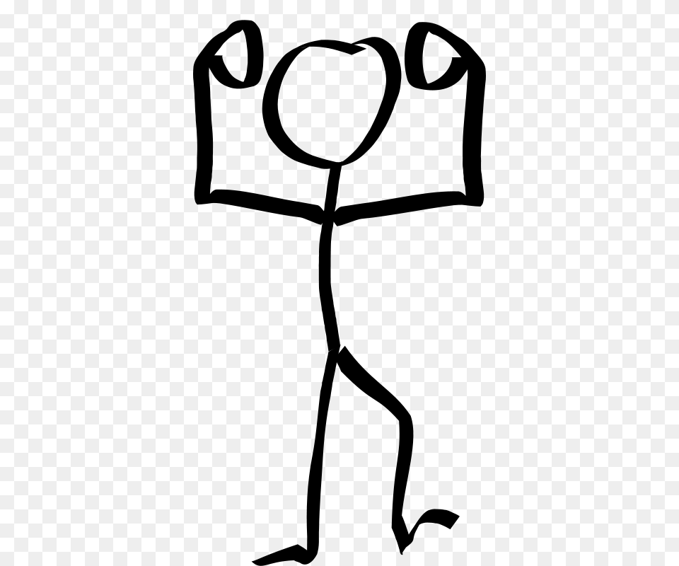 Clipart Stickyman Hands Up Dominiquechappard, Gray Free Transparent Png