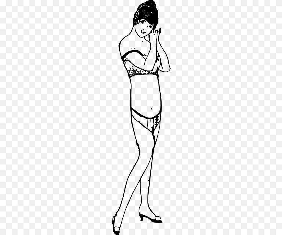 Clipart Vintage Woman In A Bikini, Gray Free Transparent Png