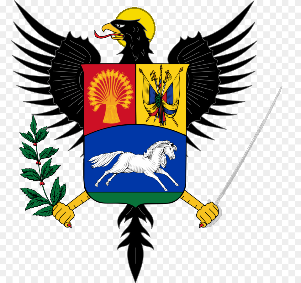 Coat Of Arms Of Venezuela Clipart Coat Venezuela Coat Of Arms, Emblem, Symbol, Animal, Bird Free Png Download
