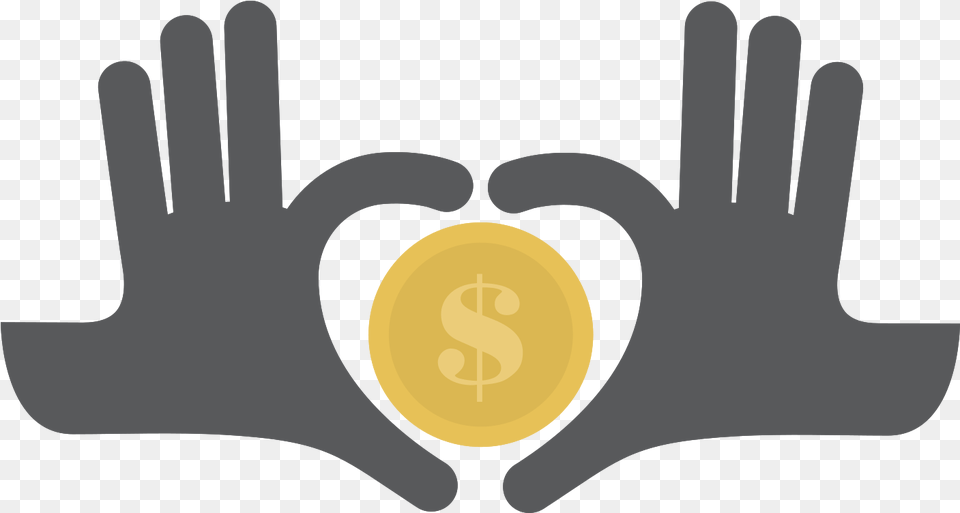 Coin Dollar And Hand With Transparent Background Coin, Clothing, Glove, Logo Free Png Download