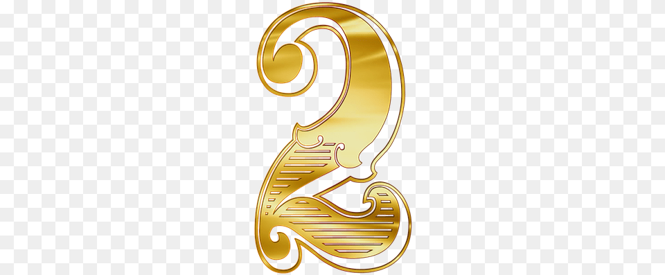 Free Collection Of 30 Printable Gold Numbers Gold Number 2, Symbol, Text, Disk Png Image