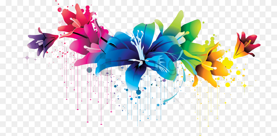 Colorful Floral Design With Blue Floral Vector, Art, Floral Design, Graphics, Pattern Free Transparent Png