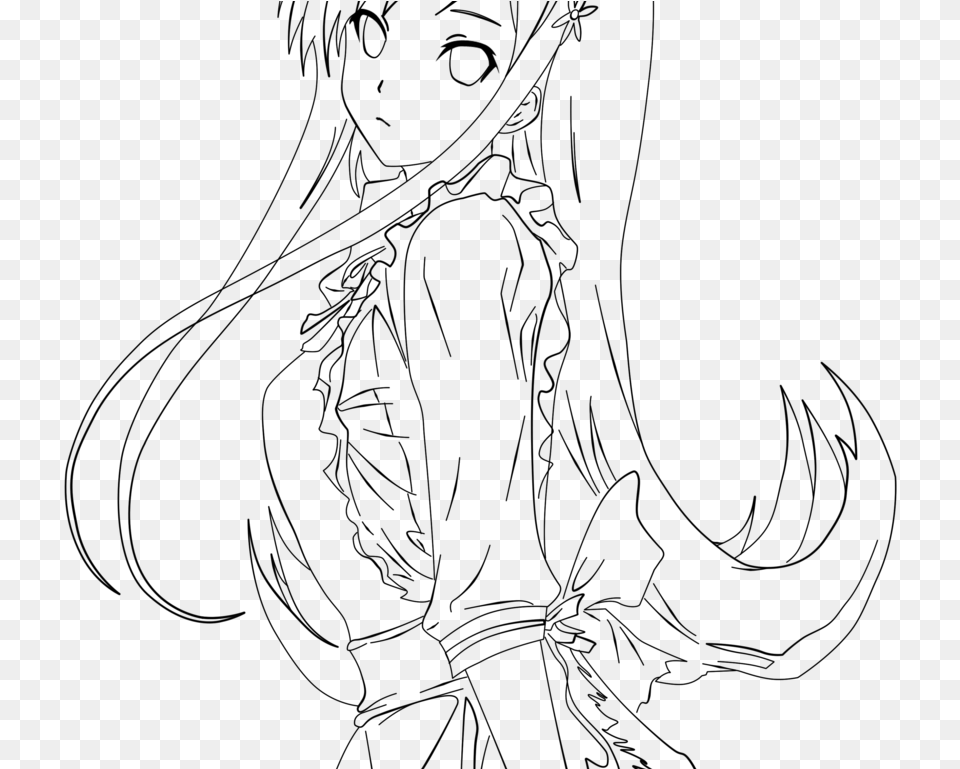 Coloring Pages Of Hot Anime Traceable Anime Girl Drawings, Gray Free Png Download