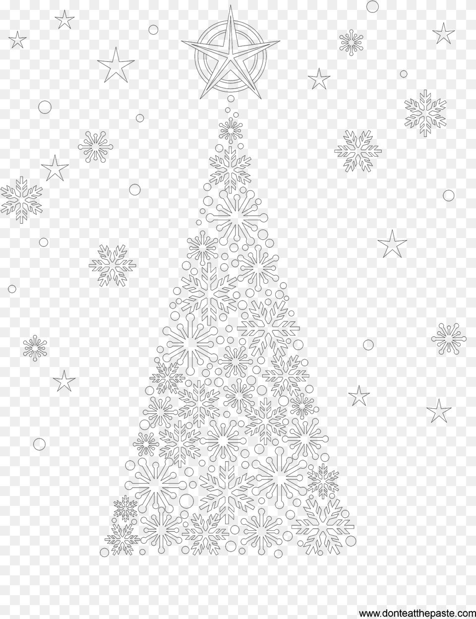Free Coloring Pages Of Snowflake Border Christmas Tree, Gray Png Image