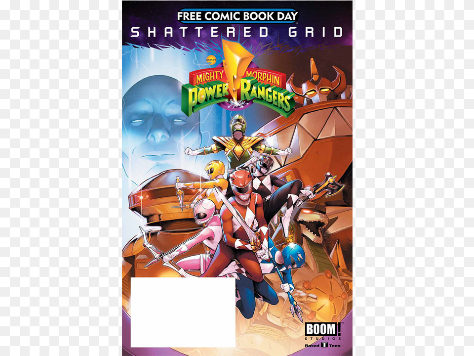 Free Comic Book Day Shattered Grid Mighty Morphin Power Rangers Comic, Publication, Comics, Person, Adult Png Image