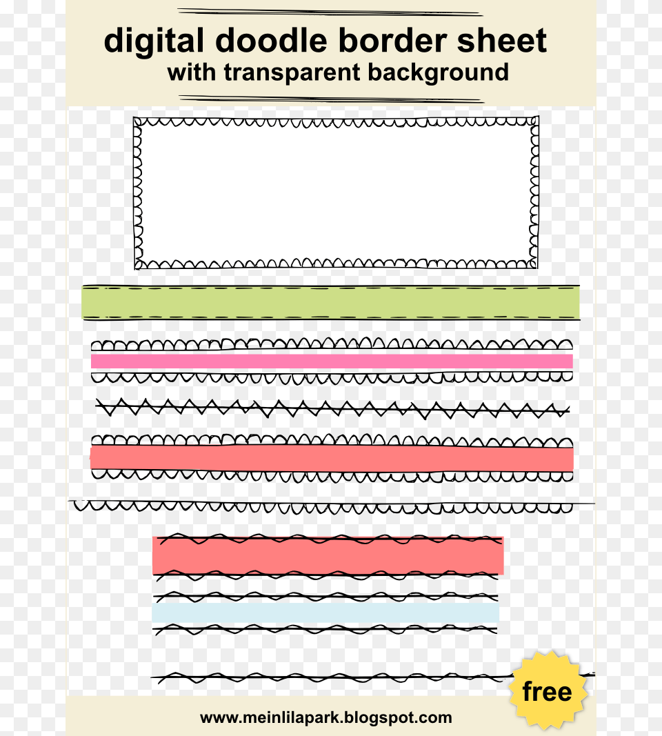 Digital Doodle Border Sheet And Border Png39s Playful Sticker, Page, Text Free Png Download