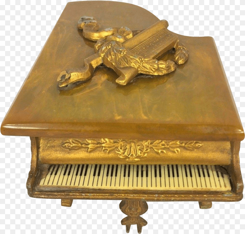 Download Grand Music Box Thorens Swiss Gold Gilt Player Piano, Grand Piano, Keyboard, Musical Instrument Free Transparent Png