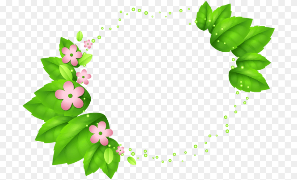 Download Green Spring Decor With Pink Flowers Green And Pink Flower, Art, Graphics, Floral Design, Pattern Free Transparent Png