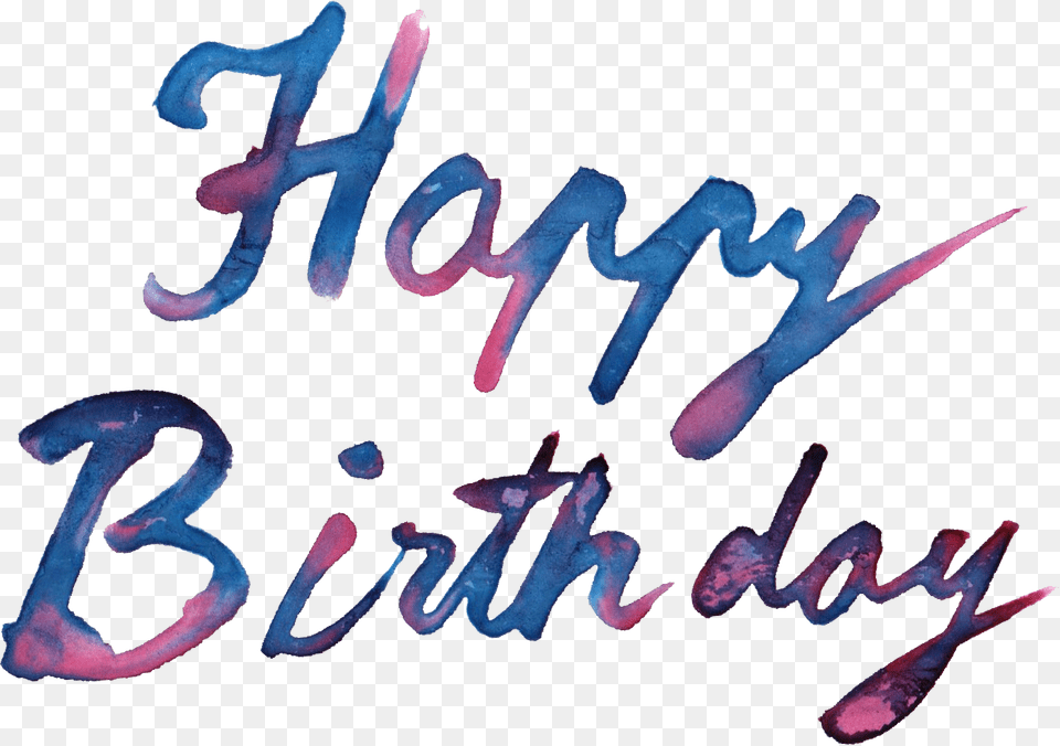 Free Download Happy Birthday Watercolor, Handwriting, Text, Plant Png Image