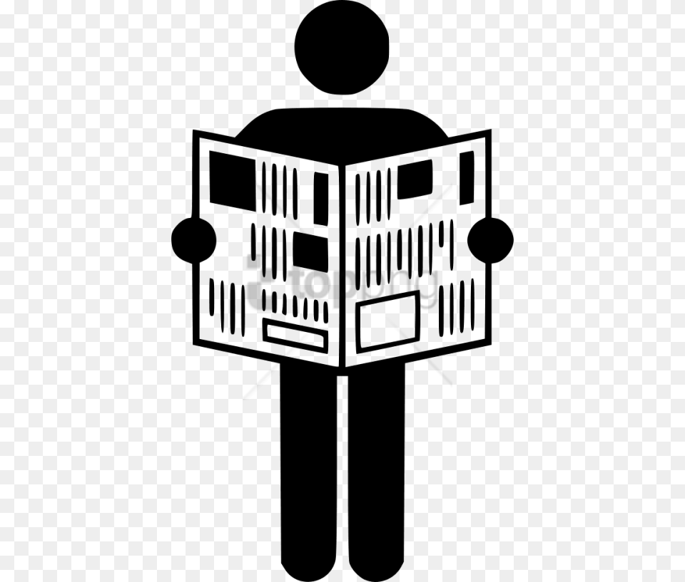 Download Man Reading Newspaper Icon Images Reading Newspaper Icon, Stencil, Cross, Symbol Free Png