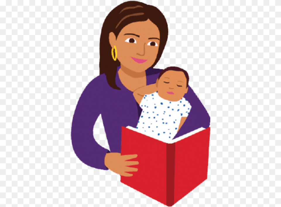 Download Mom And Baby Reading Book Cartoon Read To Baby Cartoon, Person, Face, Head, People Free Transparent Png