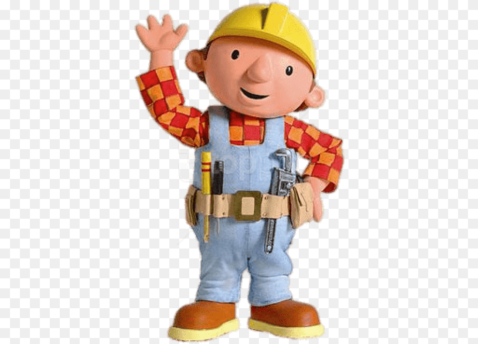 Download Old Bob The Builder Waving Clipart Bob The Builder, Clothing, Hardhat, Helmet, Baby Free Png