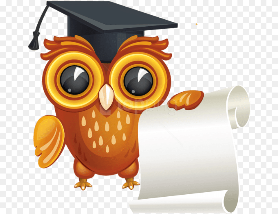 Download Owl With Diploma Clipart Photo Owl With Graduation Hat Clipart, Paper, People, Person, Text Free Png