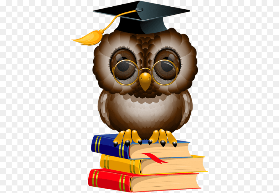 Download Owl With School Books And Cap Clipart Owl Book, People, Person, Graduation Free Transparent Png