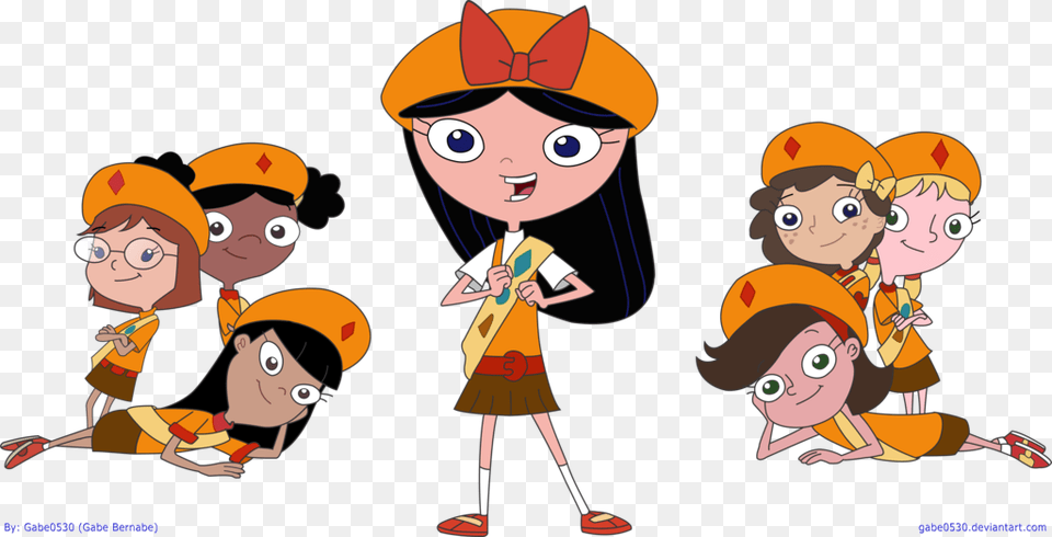 Download Phineas And Ferb Fireside Girls Clipart Phineas And Ferb Girl Scout, Baby, Person, Face, Head Free Transparent Png