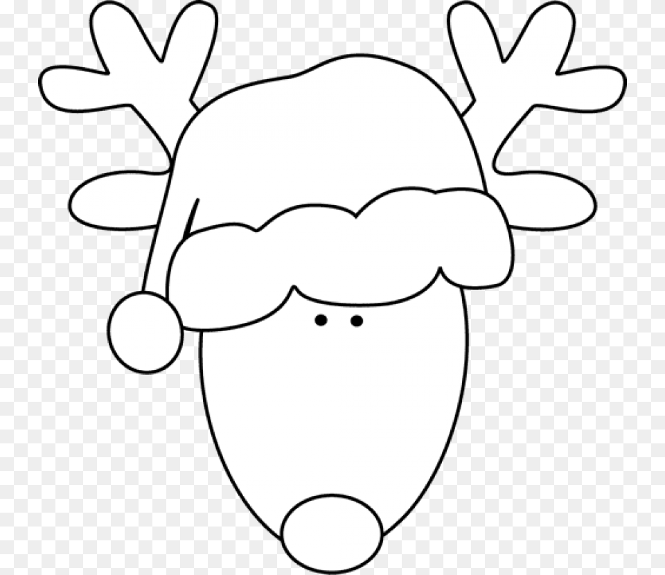 Free Download Santa Hatblack And White Images Reindeer Head Clipart Black And White, Stencil, Animal, Fish, Sea Life Png