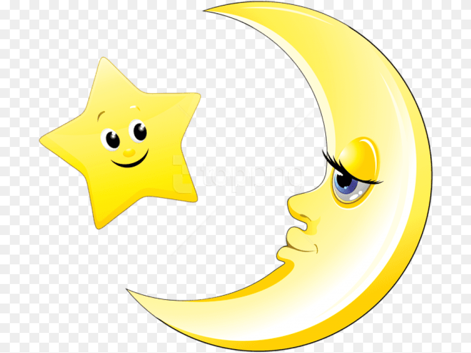 Download Cute Moon And Starpicture Moon And Star Clipart, Nature, Night, Outdoors, Symbol Free Transparent Png
